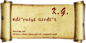 Károlyi Girót névjegykártya